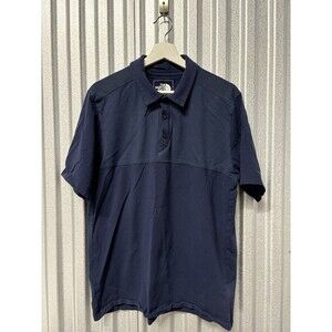 Mens The North Face Polo Navy Blue Large Short Sleeve Cotton Elastane Blend
